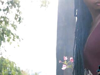 Giant natural bazookas black hotty mother I'd like to fuck sweetheart Shasta Wonder striptease outdoor