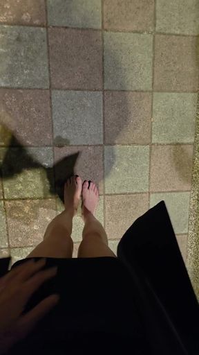 Barefoot and Exposing My Sexual Organs.