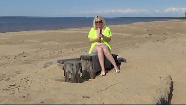 Cucumber or cock - Risky fuck on beach