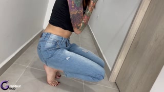 closed bathroom  (again) i peed  in my jean