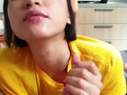 June Liu 刘玥 / SpicyGum - Morning Blowjob by Cute Asian Student (JL_010)
