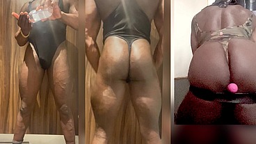 Post Workout G String Singlet Oiled Flex & Toy Session
