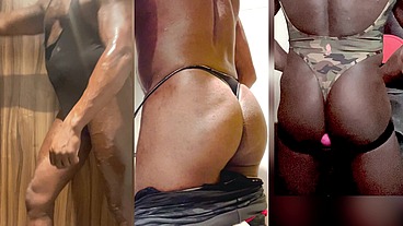 Post Workout G String Singlet Oiled Flex & Toy Session