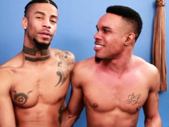 Tattooed ebony hunk assfucked and cums hard