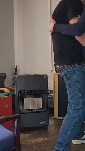 Fucking my neighbour's wife standing missionary while he is in the bathroom   Clip 1