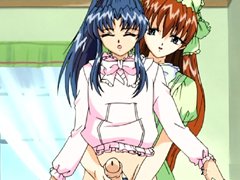 Bondage hentai girl hot titty and dildo fucking by shemale anime