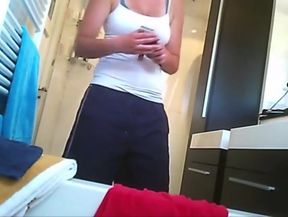 : college girl ponygirl in the bathroom