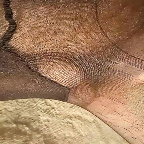 STEPBROTHER in STEPSISTER&amp;#039;s nylon pantyhose jerking off &amp; cumming!!