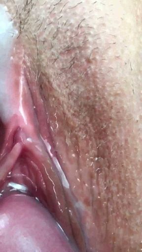 Fucked and Covered her pissing pussy with sperm. Close-up   Clip 2