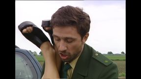 Policeman Has to Watch Her Piss on the Police Car