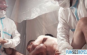 Twinks gay seduce young stud into foursome with them