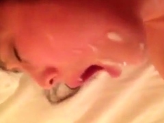 Japanese mature cums harder when he facials her