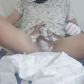 Twink Diaper Boy Showing his Feet and masturbating