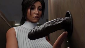 Croft Adventures Hentai Game Parody Ep.5 Lara Find a BBC Gloryhole in the Library Restroom!