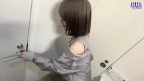 Slender beauty masterfully performs standing release outdoors