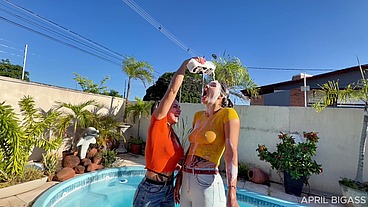 Wet Jeans, Messy Cream & Poolside Girl/Girl Teasing — Part 1