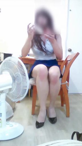 A seductive college bitch plays alone inserting cucumber, bottle, and a syringe of egg into her