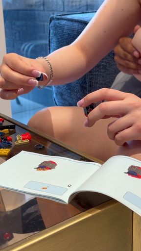 Tit Fuck Big Cumshot on My Big Boobs While Trying to Build Lego