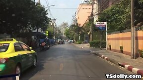 Asian ladyboy Benz gets assfucked