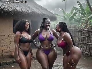 [AI Generated] an afro village witch doctor from Ghana and Nigeria bangs aged black hot Nigerian grand ma raw