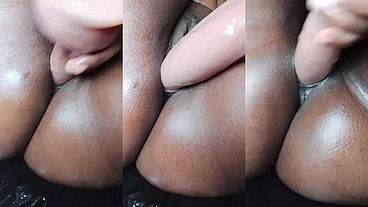 Watch This Big Ass Ebony Goddess Squirt with a Massive Dildo