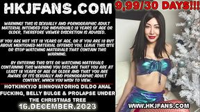 Hotkinkyjo sinnovatorhq dildo anal fucking, belly bulge &amp_ prolapse under the christmas tree