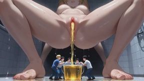 Giantess Peeing in Bathroom - Tiny Men Watching Her Pleasure