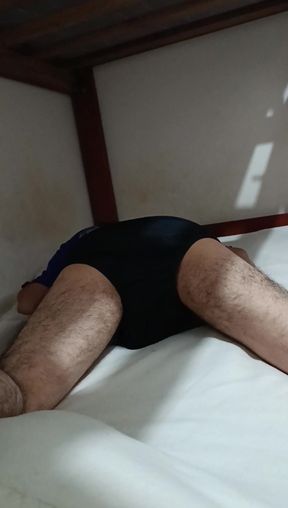 Latin twink fucks pillow in bed
