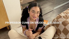 Professor CUMS all over her glasses!