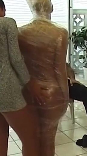 Plastic Wrapped Blonde Slut Encased and Teased Relentlessly