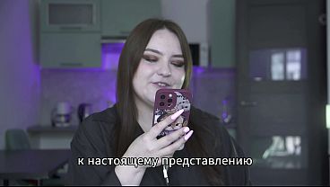 Curvy Russian MILF dominates husband in strapon POV fuck