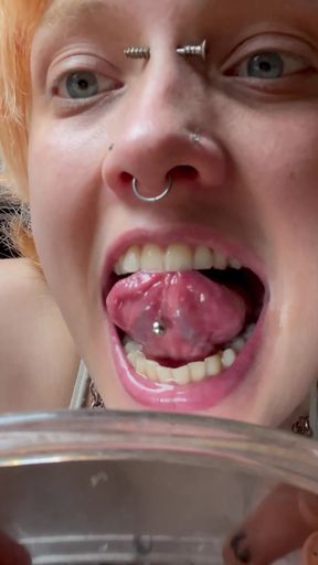 No Makeup Goth Girl Mouth Tour with Hand Mirror
