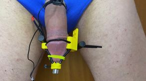 E-stim electro stimulation hands free CUMSHOT and SQUIRTING sperm load cock milking Orgasmextreme  penis plug swimming Trunks