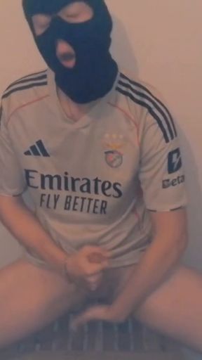 Anonymous Masked Football Bro Edges &amp; Finger Fucks Himself to DnB   Clip 2