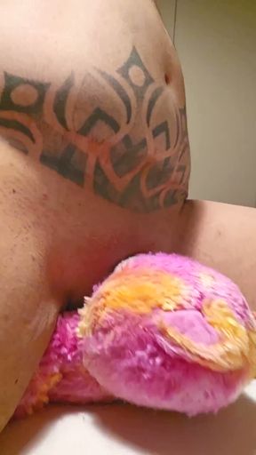 FTM trans boy pussy grind on teddy solo humping