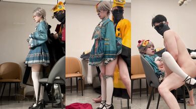 Chinese student cosplay fucked hard by old young stud thick oral creampie
