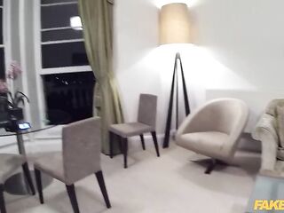 British Cop screws Sexy and lonely UK Golden-haired playgirl in her living room - Fake Cop