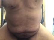 FTM bear chub rides and cums hands free