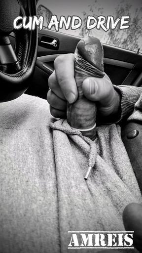 Cum and drive! Filling a condom in the parking lot.