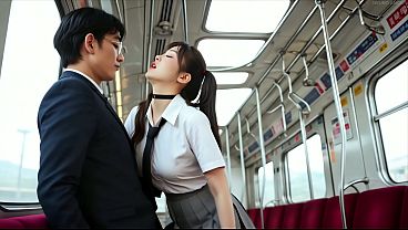 Creampie in Train - Japanese Nympho Hunts for Lone Passengers (AI Video)