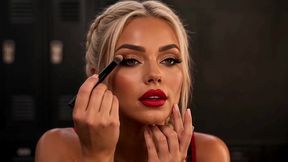 sex & fight - sexy blonde ring girl shower, lesbian kiss & hard fuck with cum in mouth ai generated