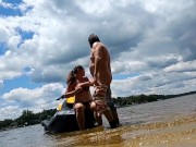A quick break for a quick public blowjob and fuck on the jet ski