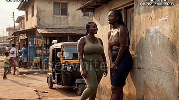 Naija Ebony Curvy Hotwife (AI generated) Takes Raw BBC Creampie - Big Ass Big Boobs Nigerian Amateur