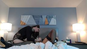 releasing huge trans cock to suck