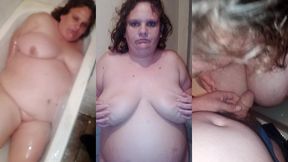 rubbing stacy s boobs in the bathtub and i got a handjob and cum on her tits