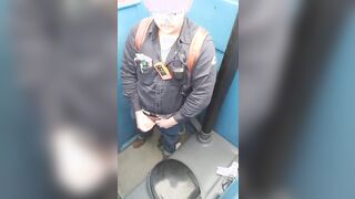 Bearded Hunk Strokes Cock Outdoors in a Porty Potty