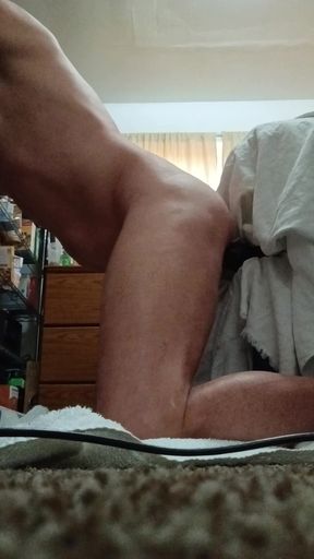 Trans girl riding big dildo