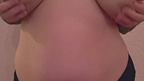 Happy halloween sexy kitten plays with her lactating breasts