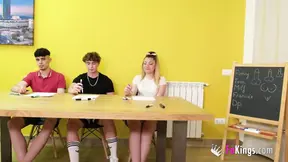 Lara Cruz teaches blonde lady and friends how to please a man
