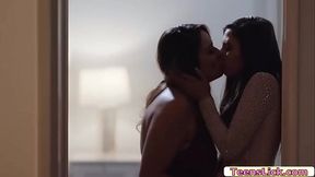 Teen slut seduces her busty milf boss